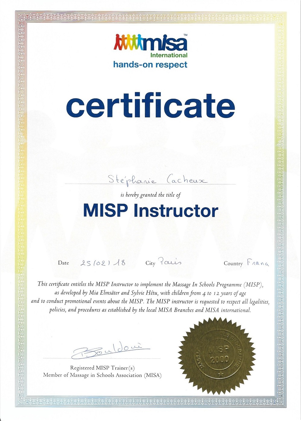 Certificat MISA France